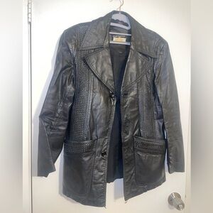 Fantastic International Black Leather Jacket- Vintage mens